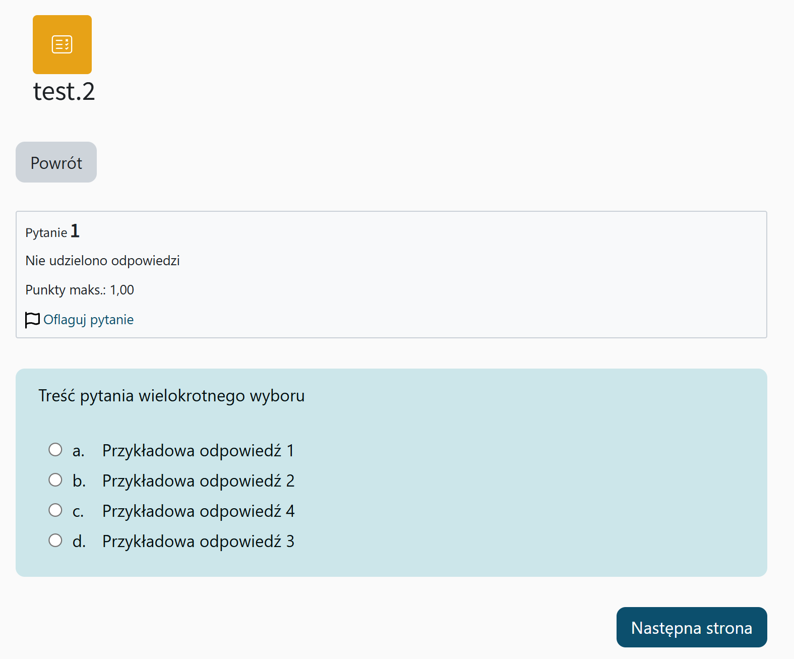 Widok pytania typu: wielokrotny wybór