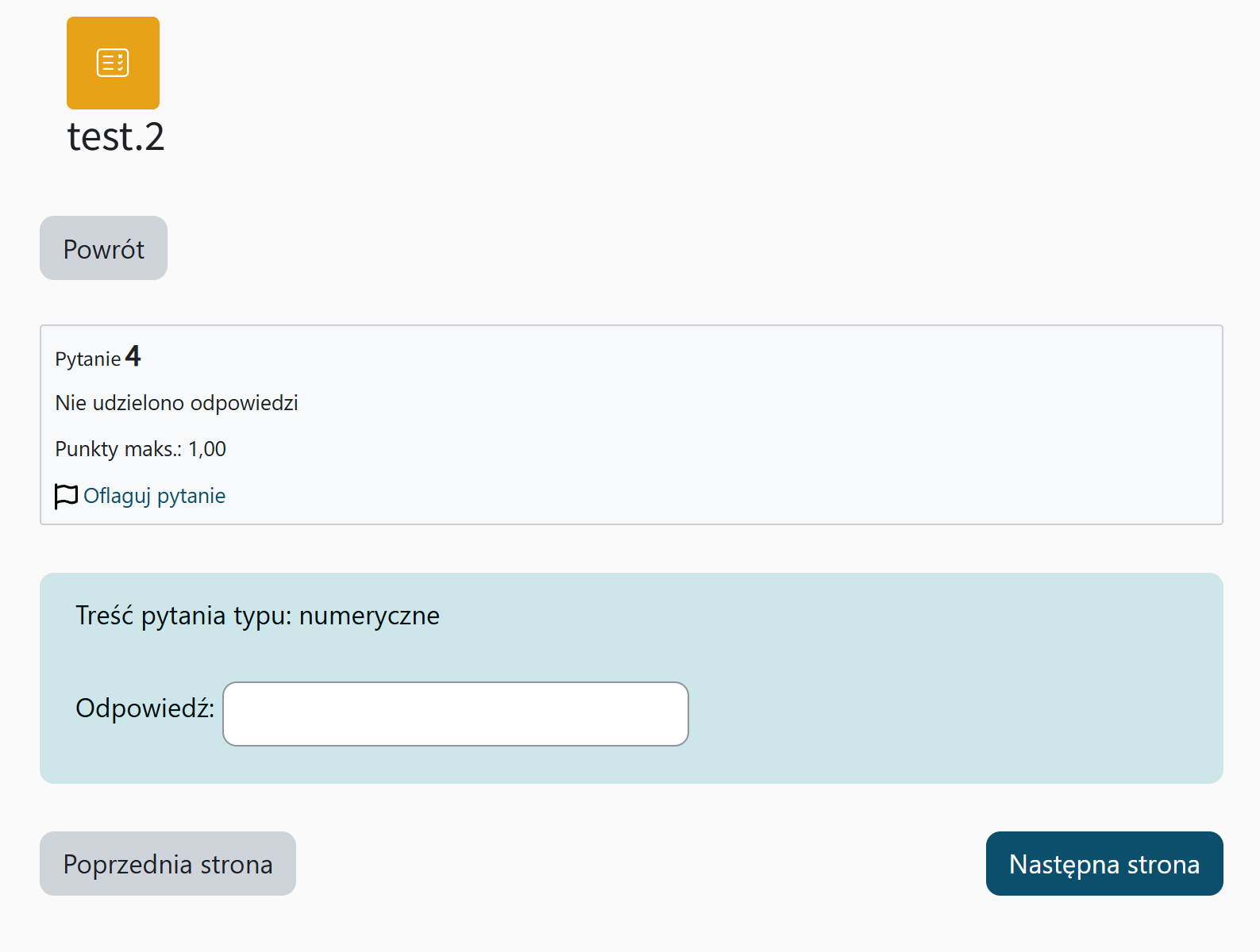 Podgląd pytania numerycznego