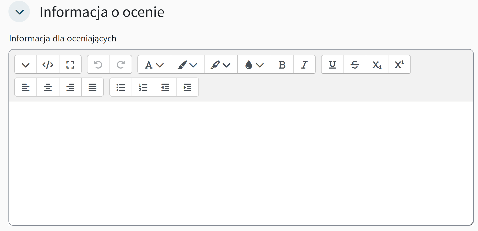 Opcje informacyjne dla oceniających