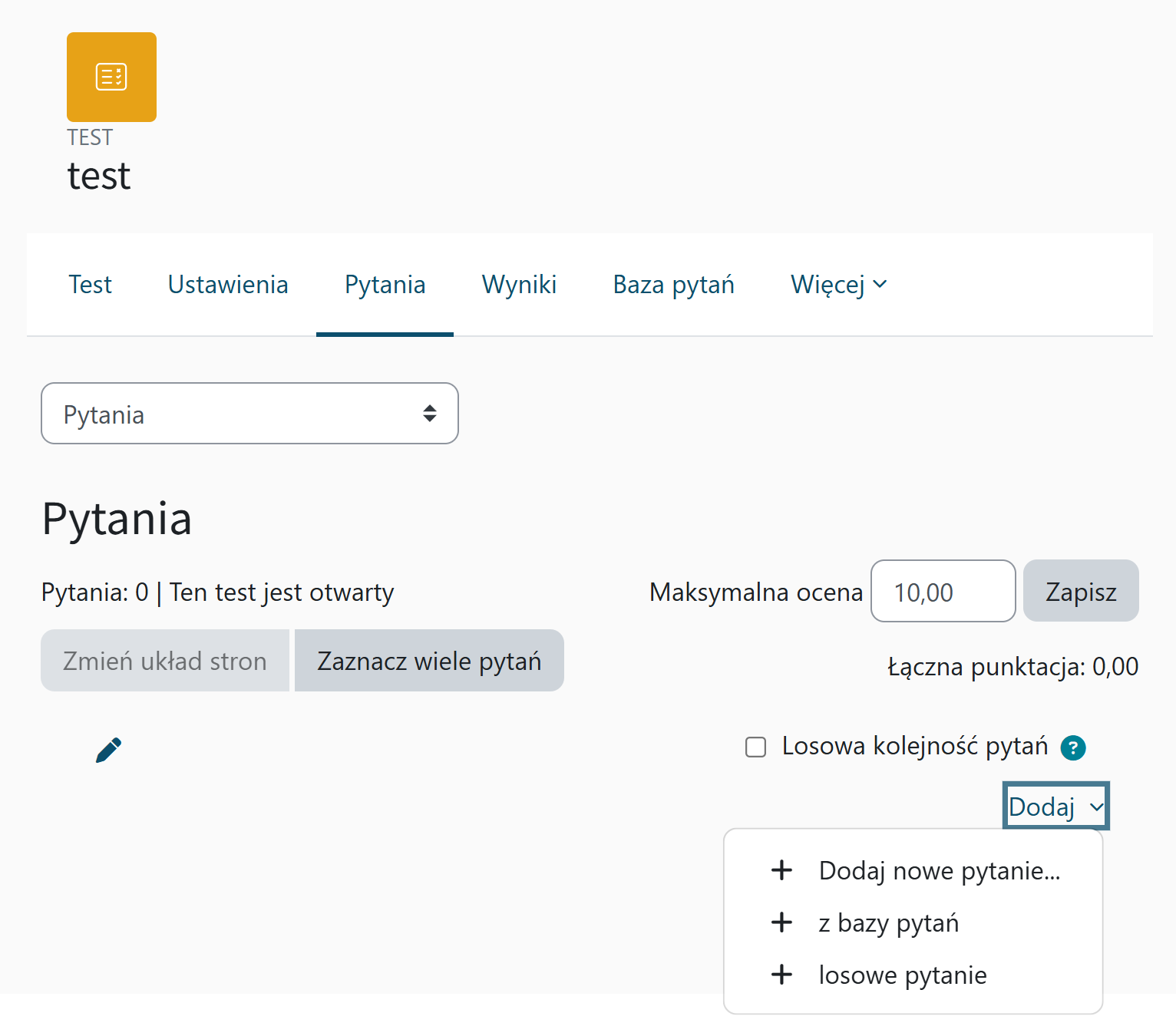 Dodawanie nowego pytania