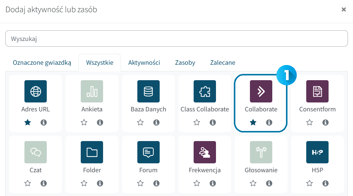 Dodawanie aktywności Collaborate