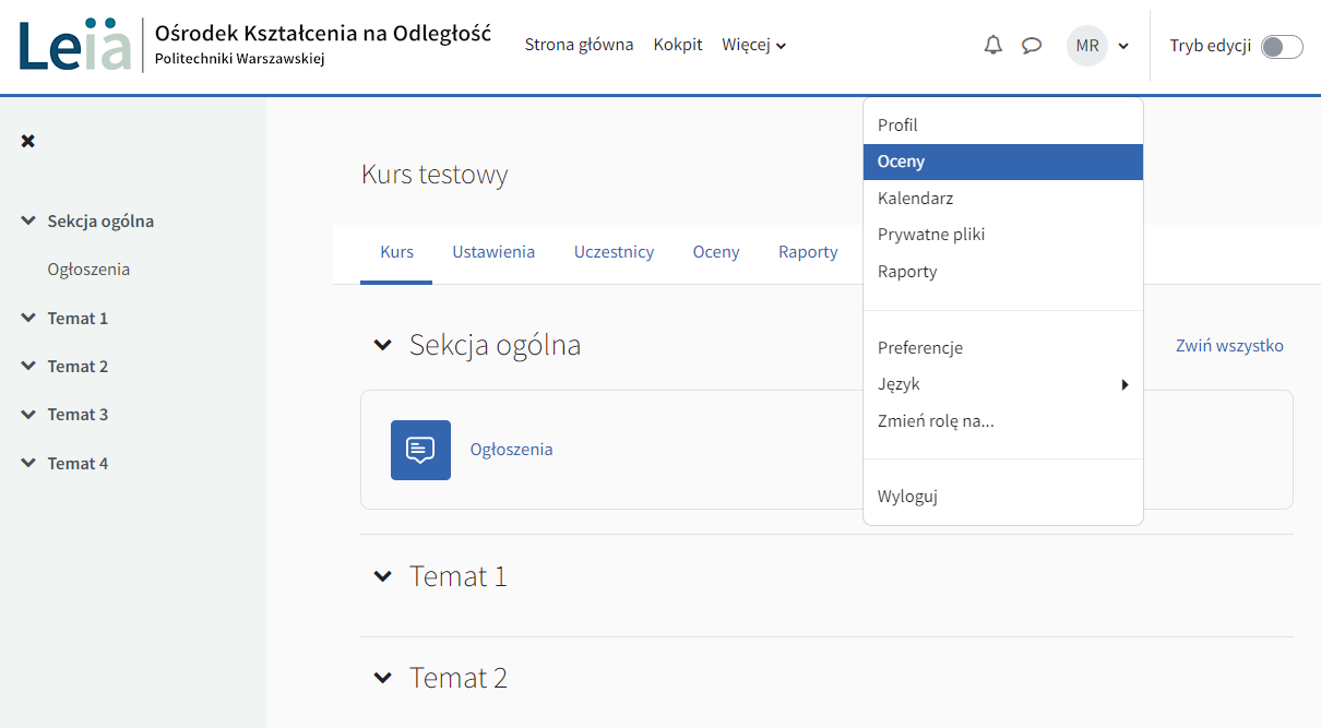 Dostęp do dziennika ocen