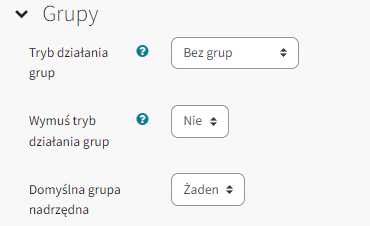 Ustawienia kursu dotyczące pracy grupowej