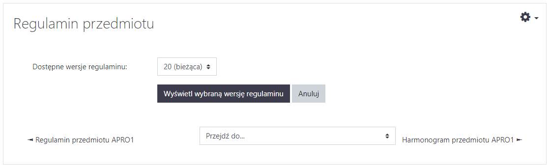 Wyświetlenie wersji regulaminu