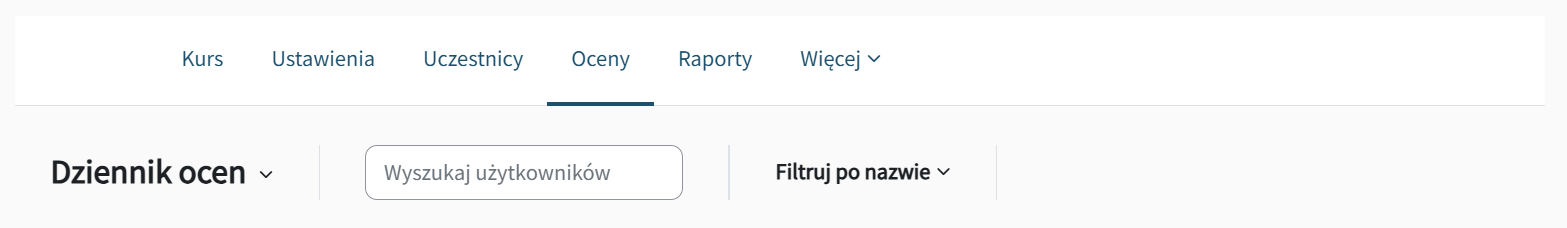 Widok tabeli ocen w kursie