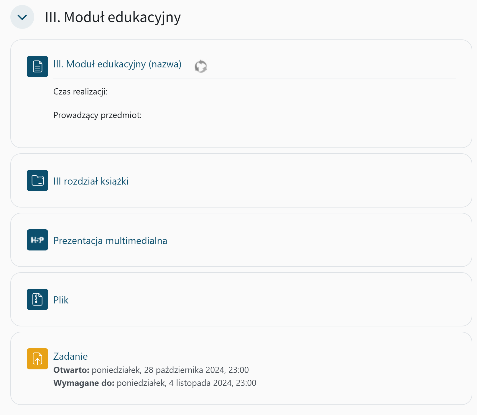 Widok III. Moduł edukacyjny