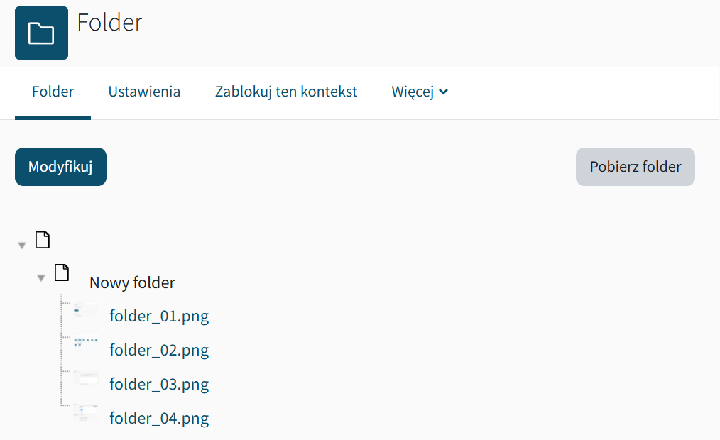 Podgląd modułu Folder