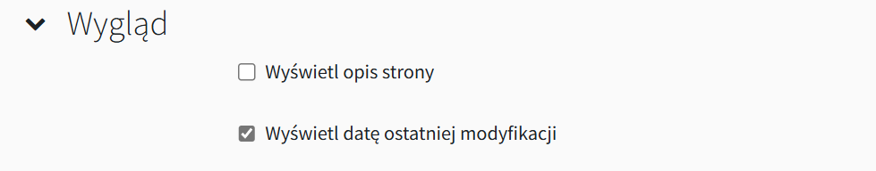 ustawienia zawartości strony